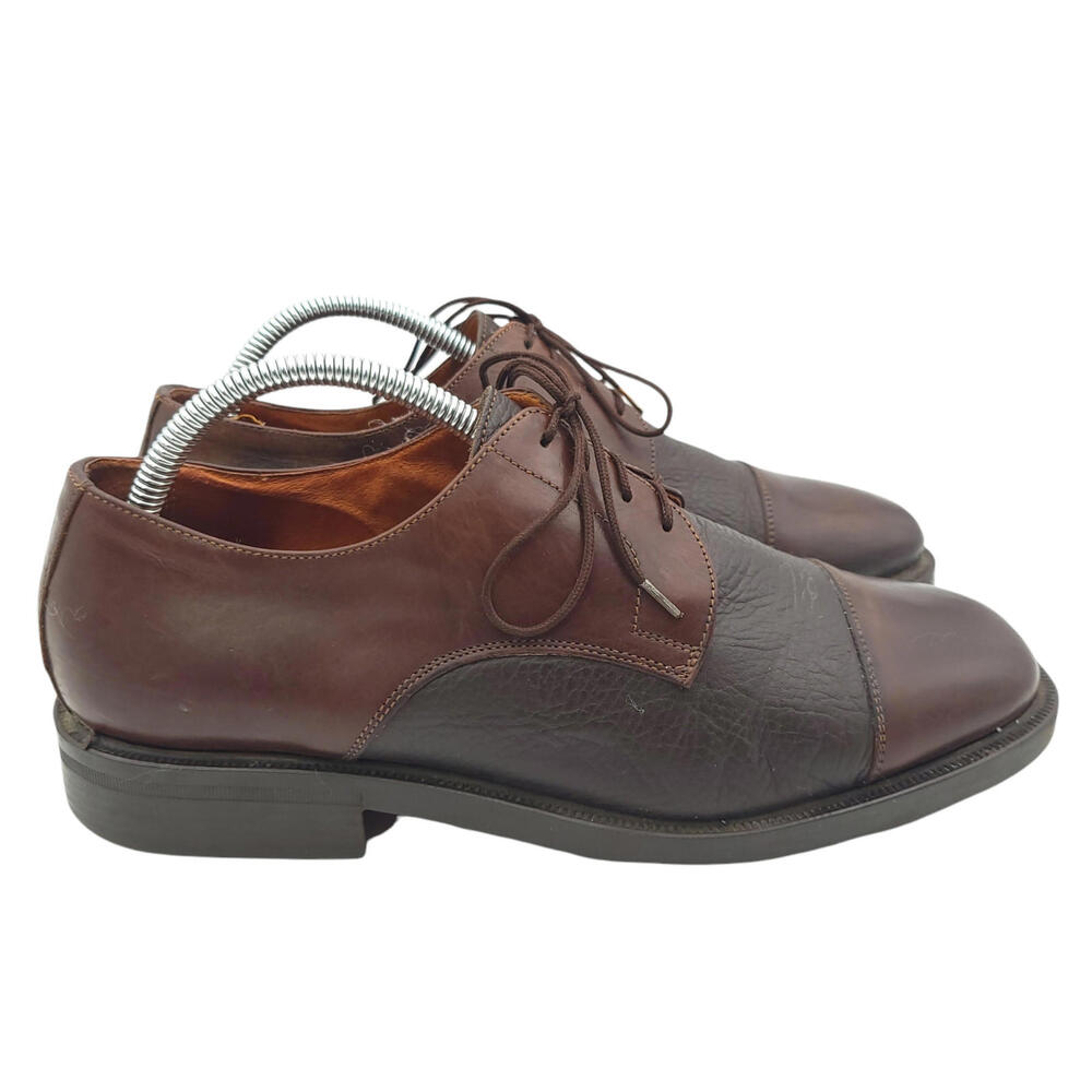 Brass‎ Boot Oxford Shoes Mens 8 Brown Leather Cap Toe Dress Shoes Made in Italy